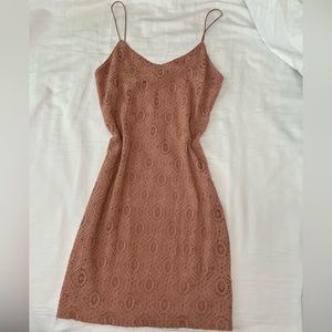 Blush pink mini lace dress